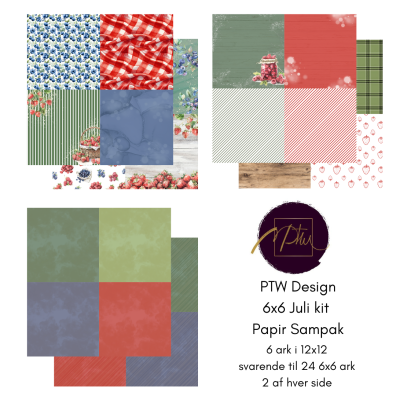 Add on Juli - PTW Design - 6x6 Juli Kit Papirsampak - 6 ark 12x12 - Sælges kun til kitklubmedlemmer