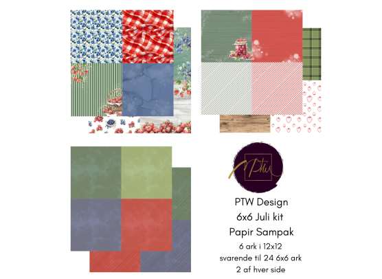 Add on Juli - PTW Design - 6x6 Juli Kit Papirsampak - 6 ark 12x12 - Sælges kun til kitklubmedlemmer