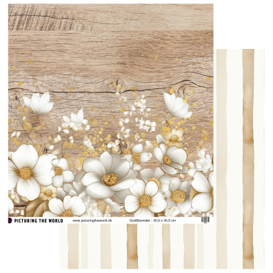 Add on August - EKSTRA PTW Design - Guldblomster 12x12 mønsterpapir - sælges kun til kitklubmedlemmer