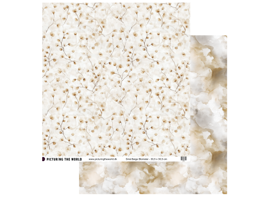 Add on August - EKSTRA PTW Design - Små Beige Blomster 12x12 mønsterpapir - sælges kun til kitklubmedlemmer