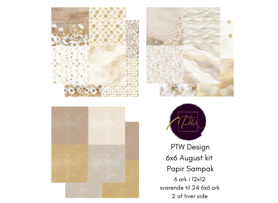 Add on August - PTW Design - 6x6 August Kit Papirsampak - 6 ark 12x12 - Sælges kun til kitklubmedlemmer