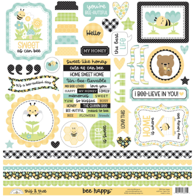 Doodlebug Design - This & That Cardstock Stickers - Bee Happy