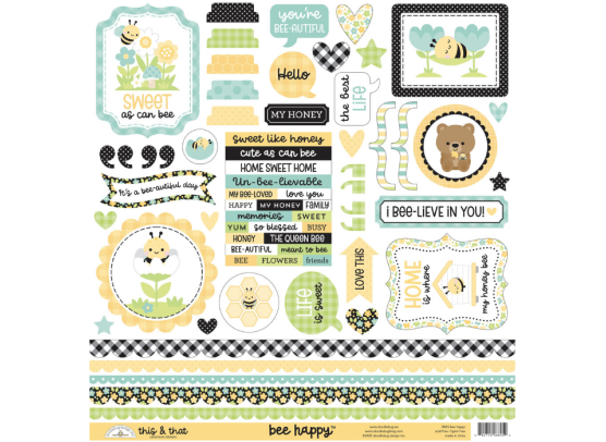 Doodlebug Design - This & That Cardstock Stickers - Bee Happy
