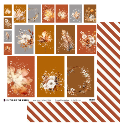 Add on September - PTW Design - Orange Efterårs Tags 12x12 Klippeark - sælges kun til kitklubmedlemmer