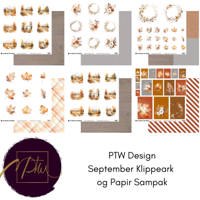 Add on September - PTW Design - September Klippeark og Papirsampak - 6 ark 12x12 - Sælges kun til kitklubmedlemmer