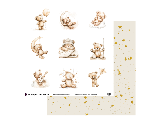 Add on August - Velkommen Lille Du - Enkeltark - Blød Som Bamser 12x12 mønsterpapir