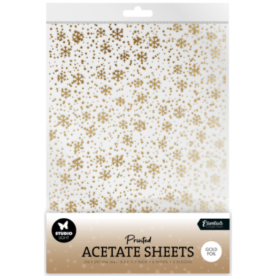 Add on Oktober - EKSTRA Studio Light Printed Acetate Sheets - Christmas Snowflakes - Gold