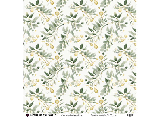 Add on Oktober - EKSTRA PTW Design - Smukke Grene 12x12 mønsterpapir - sælges kun til kitklubmedlemmer