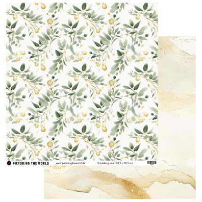Add on Oktober - EKSTRA PTW Design - Smukke Grene 12x12 mønsterpapir - sælges kun til kitklubmedlemmer