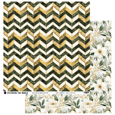 Add on Oktober - EKSTRA PTW Design - Grøn Sildeben 12x12 mønsterpapir - sælges kun til kitklubmedlemmer