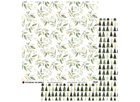 Add on Oktober - EKSTRA PTW Design - Gyldne Bærgrene 12x12 mønsterpapir - sælges kun til kitklubmedlemmer