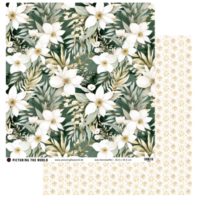 Add on Oktober - EKSTRA PTW Design - Jule Blomsterflor 12x12 mønsterpapir - sælges kun til kitklubmedlemmer