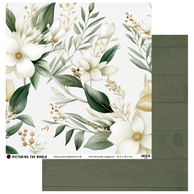 Add on Oktober - EKSTRA PTW Design - Hvid Blomster Elegance 12x12 mønsterpapir - sælges kun til kitklubmedlemmer