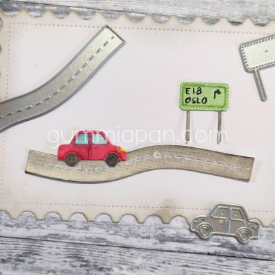 Gummiapan - Dies - Car, Road and Sign