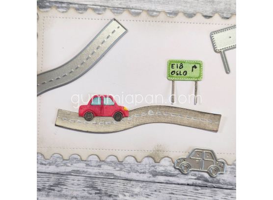 Gummiapan - Dies - Car, Road and Sign