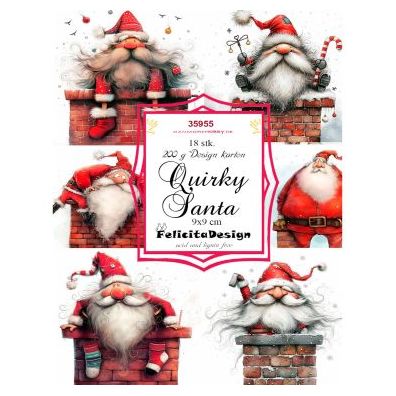 Felicita Design - 9x9 cm - Toppers - Quirky Santa - 18 ark