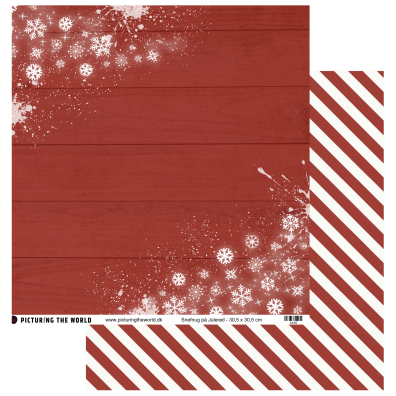 Add on November - EKSTRA PTW Design - Snefnug på Julerød 12x12 mønsterpapir - sælges kun til kitklubmedlemmer