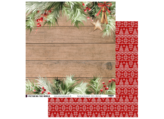 Add on November - EKSTRA PTW Design - Kanel og Granpynt 12x12 mønsterpapir - sælges kun til kitklubmedlemmer