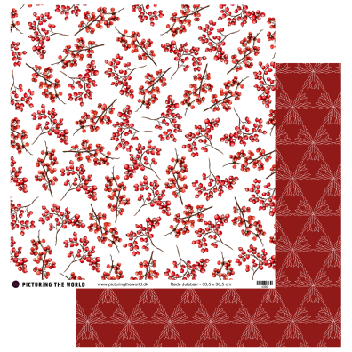 Add on November - EKSTRA PTW Design - Røde Julebær 12x12 mønsterpapir - sælges kun til kitklubmedlemmer