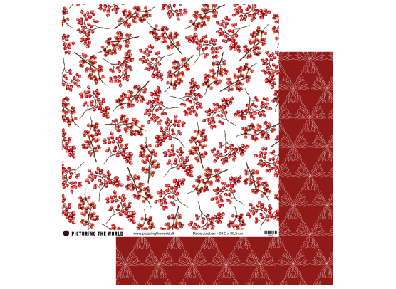 Add on November - EKSTRA PTW Design - Røde Julebær 12x12 mønsterpapir - sælges kun til kitklubmedlemmer