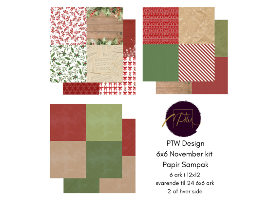 Add on November - PTW Design - 6x6 November Kit 2025 Papirsampak - 6 ark 12x12 - Sælges kun til kitklubmedlemmer
