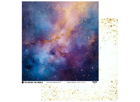 Add on December - EKSTRA PTW Design - Gylden Galakse 12x12 mønsterpapir - sælges kun til kitklubmedlemmer