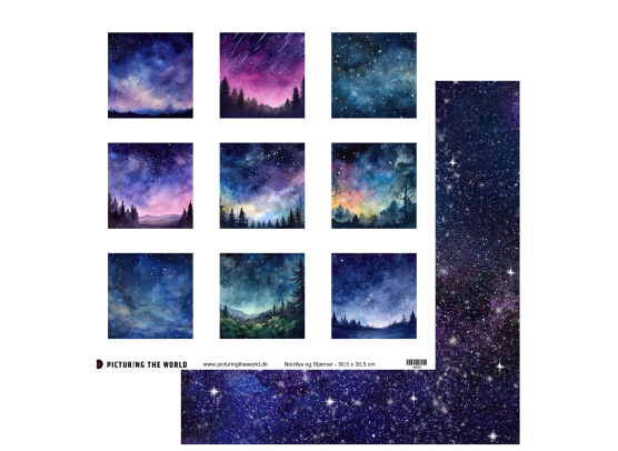 Add on December - PTW Design - Nordlys og Stjerner 12x12 Klippeark - sælges kun til kitklubmedlemmer