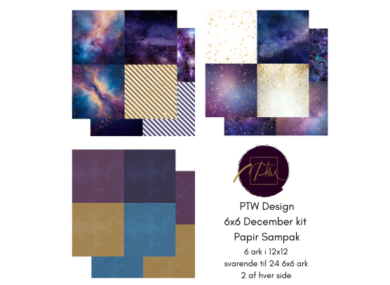 Add on December - PTW Design - 6x6 December Kit 2025 Papirsampak - 6 ark 12x12 - Sælges kun til kitklubmedlemmer