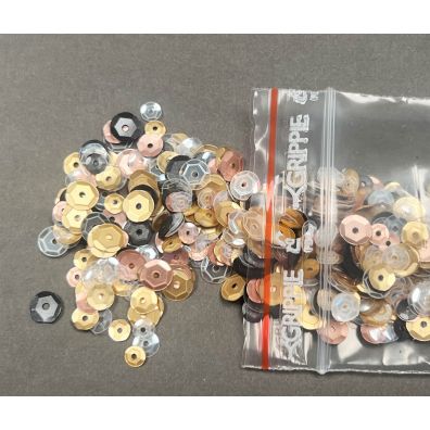 Add on Januar - Blandet Sequins - Sort, Guld, Ivory og Rosegold