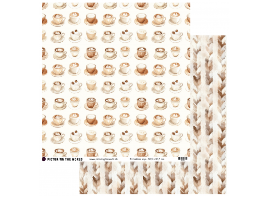 Add on Januar - EKSTRA PTW Design - En Lækker Kop 12x12 mønsterpapir - sælges kun til kitklubmedlemmer