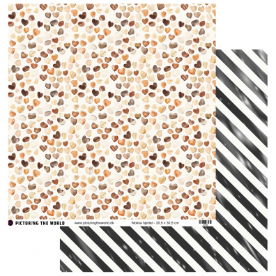Add on Januar - EKSTRA PTW Design - Mokka Hjerter12x12 mønsterpapir - sælges kun til kitklubmedlemmer