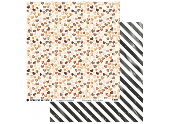 Add on Januar - EKSTRA PTW Design - Mokka Hjerter12x12 mønsterpapir - sælges kun til kitklubmedlemmer
