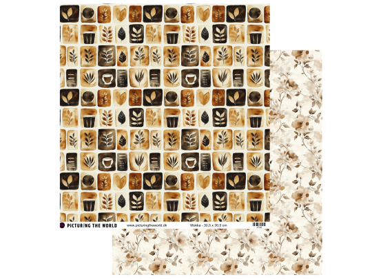 Add on Januar - EKSTRA PTW Design - Mokka 12x12 mønsterpapir - sælges kun til kitklubmedlemmer