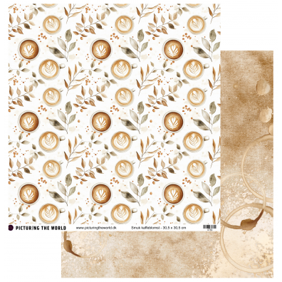 Add on Januar - EKSTRA PTW Design - Smuk Kaffeblomst 12x12 mønsterpapir - sælges kun til kitklubmedlemmer