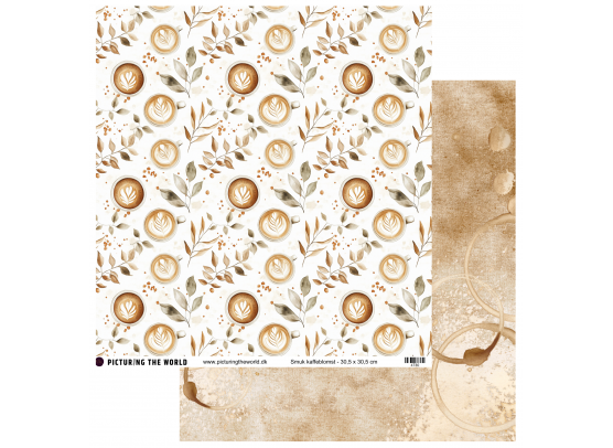 Add on Januar - EKSTRA PTW Design - Smuk Kaffeblomst 12x12 mønsterpapir - sælges kun til kitklubmedlemmer