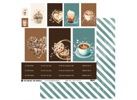 Add on Januar - EKSTRA PTW Design - Kaffe Tags 12x12 Klippeark - sælges kun til kitklubmedlemmer