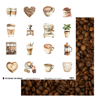 Add on Januar - EKSTRA PTW Design - Kaffe Kærlighed 12x12 Klippeark - sælges kun til kitklubmedlemmer