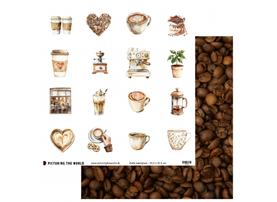 Add on Januar - EKSTRA PTW Design - Kaffe Kærlighed 12x12 Klippeark - sælges kun til kitklubmedlemmer