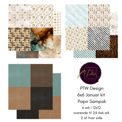 Add on Januar - PTW Design - 6x6 Januar Kit 2026 Papirsampak - 6 ark 12x12 - Sælges kun til kitklubmedlemmer