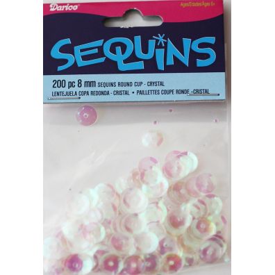 Palietter 8 mm Crystal - 200 stk. (sequins)