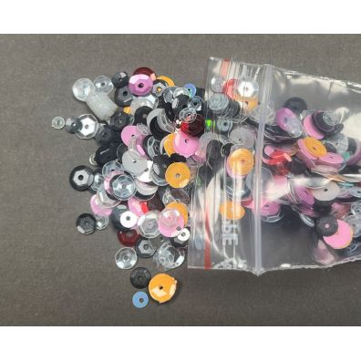 Blandet Sequins - Sort, Gul, Transparent, Rød og Lyserød