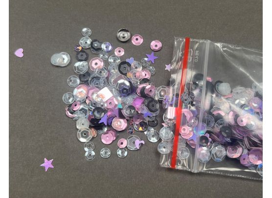 Blandet Sequins - Sort, Transparent, Lilla og Lyserød