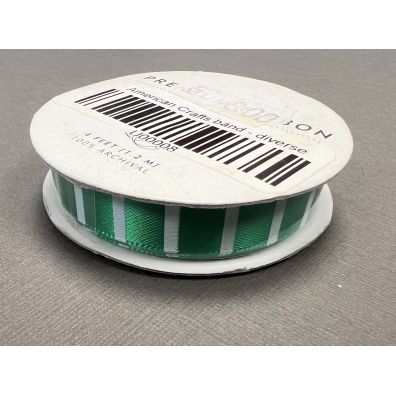 American Crafts - Premium Ribbon - Green with White Stripes - 1,2m