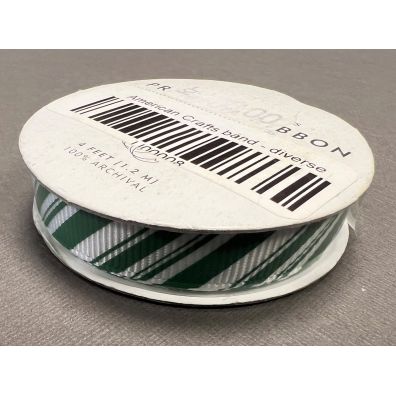 American Crafts - Premium Ribbon - Green with White Stripes - 1,2m