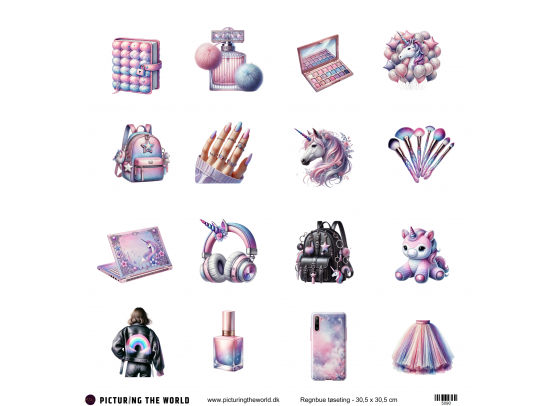 PTW Design - Regnbue Tøseting 12x12 Klippeark