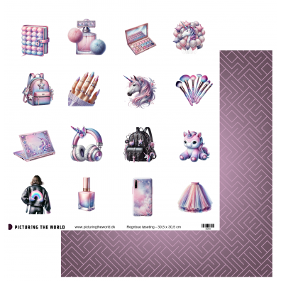 PTW Design - Regnbue Tøseting 12x12 Klippeark