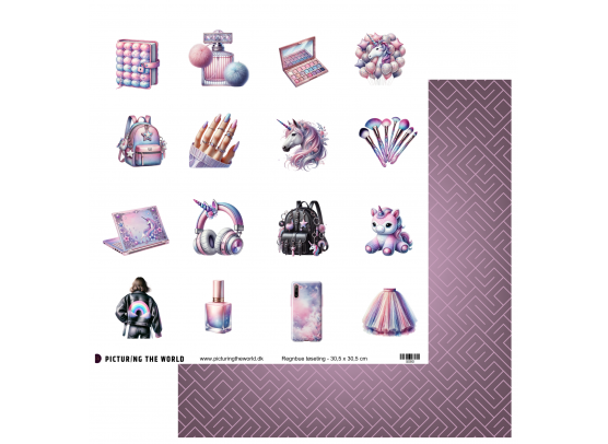 PTW Design - Regnbue Tøseting 12x12 Klippeark