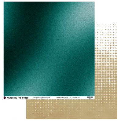 Add on Februar - EKSTRA PTW Design - Mørk Turkis Glitter 12x12 mønsterpapir - sælges kun til kitklubmedlemmer