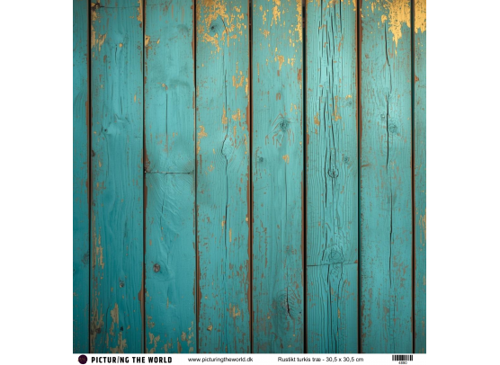 Add on Februar - EKSTRA PTW Design - Rustikt Turkis Træ 12x12 mønsterpapir - sælges kun til kitklubmedlemmer