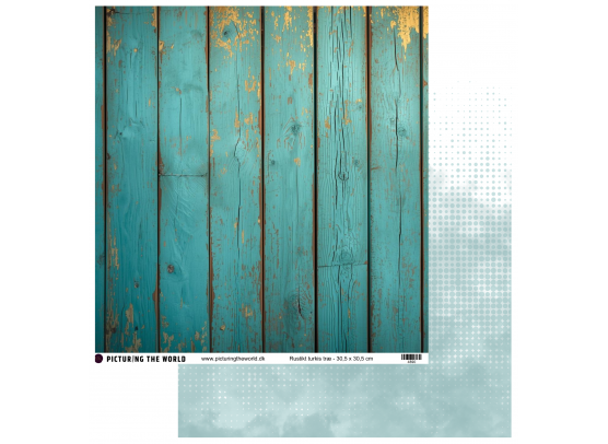 Add on Februar - EKSTRA PTW Design - Rustikt Turkis Træ 12x12 mønsterpapir - sælges kun til kitklubmedlemmer